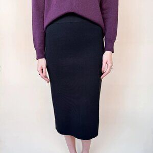 H Line Midi Sweater Skirt - Black